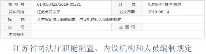司法规定 | 江苏省司法厅职能配置、内设机构和人员编制规定