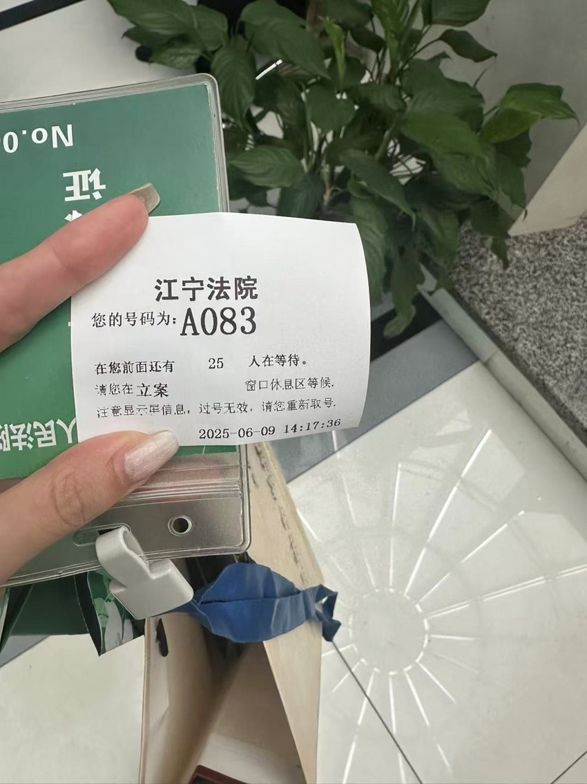 2025年6月9日，天倪律所蚂蚁刑辩团队律师徐琦前往南京市江宁区人民法院就蔡某民间借贷纠纷立案